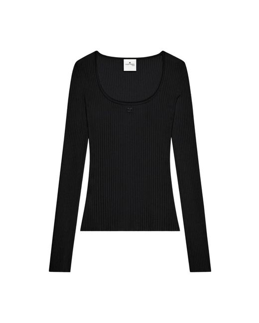 Courreges Black Heritage Rib Knit Top