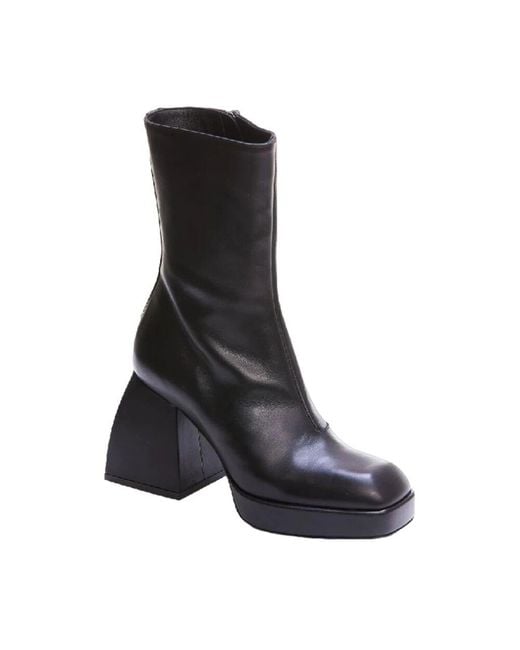 NODALETO Black Heeled Boots