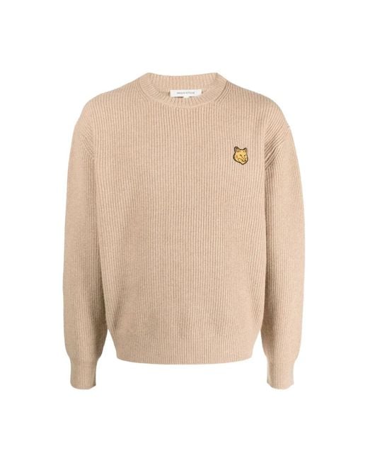 Maison Kitsuné Tonal Fox Head Patch Jumper in het Natural voor heren