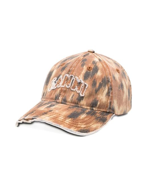 Ganni Bedrukte Baseball Cap in het Natural