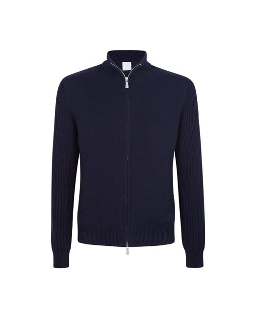 Eleventy Truien & Vesten ,Blauw ,Katoen Maglia Giubbino Full Zip in het Blue voor heren