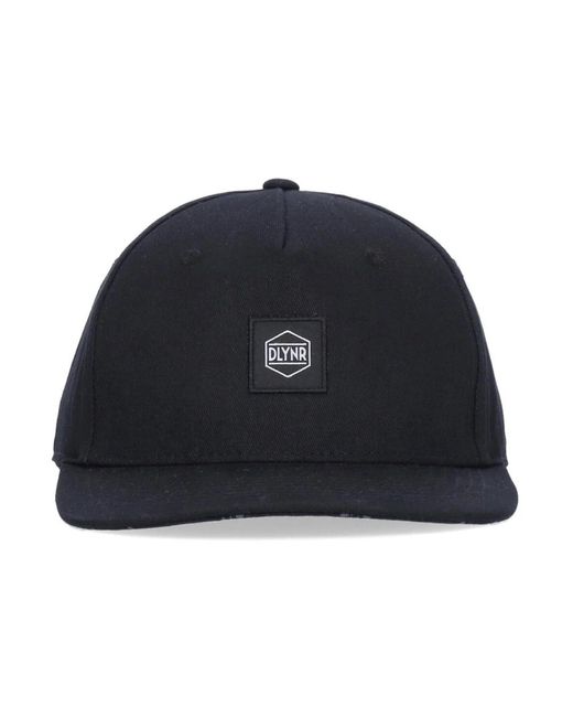 DOLLY NOIRE Accessoires ,Zwart ,Katoen Platte Klep Pet Zwart Katoen Logo in het Blue voor heren