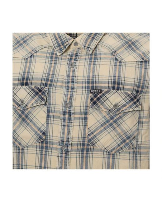 Guess Gestreiftes Langarmhemd Mit Logo in Gray für Herren