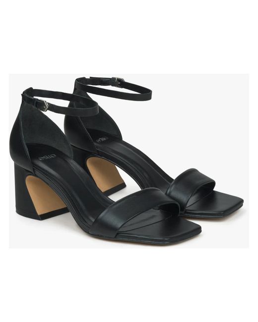 ESTRO Black High Heel Sandals