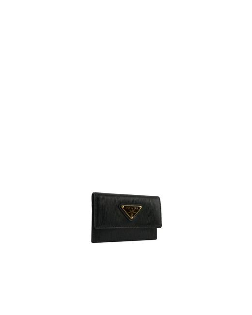 Prada Black Lederkartenhalter Mit Logoplatte