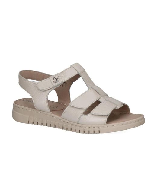 Caprice Schoenen ,Leer Casual Platte Sandalen Vrouwen in het Gray