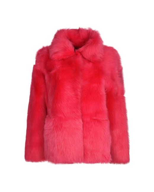 P.A.R.O.S.H. Red Faux Fur & Shearling Jackets
