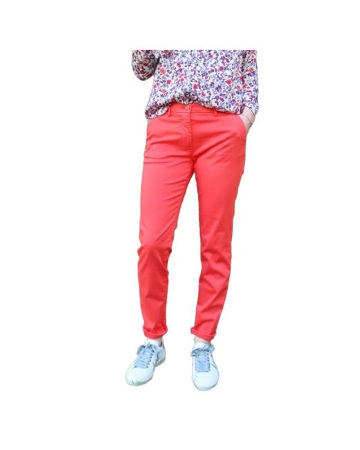 Mason's Broeken ,Oranje ,Katoen Rechte Chino Broek in het Red