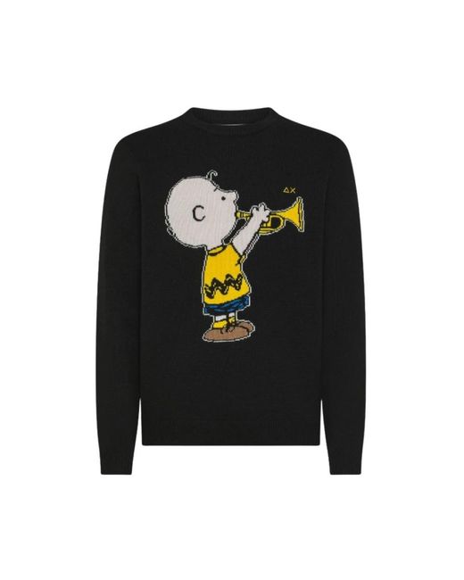 Sun 68 Black Round-Neck Knitwear for men