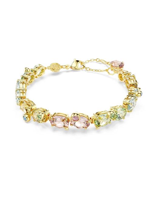 Swarovski Accessoires ,Veelkleurig ,Gouden Kristallen Armband, Stijlvol Accessoire in het Metallic