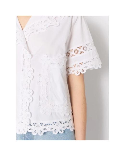 Berenice Overhemden ,Wit ,Katoen Witte Kristallen Blouse Met Borduursel in het White