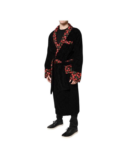 Belted Coats di Dolce & Gabbana in Black da Uomo