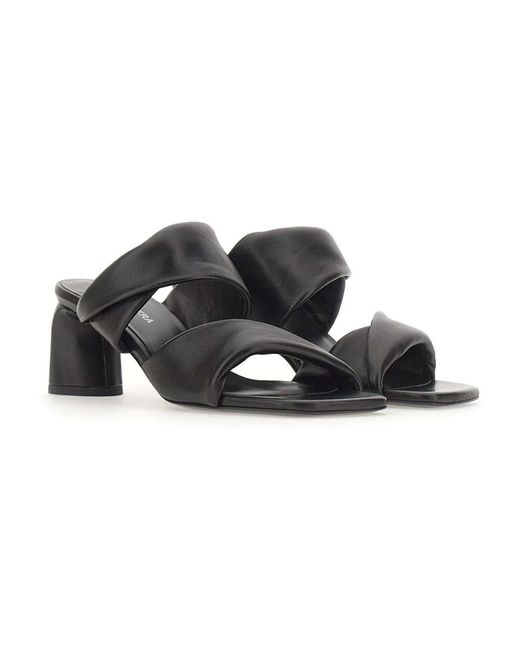 Halmanera Black Heeled Mules