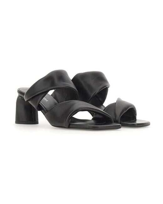 Halmanera Black Heeled Mules