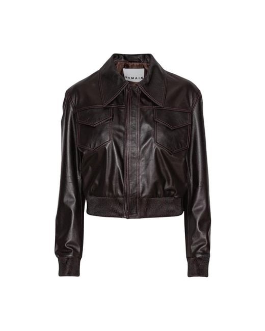 REMAIN Birger Christensen Black Leather Jackets