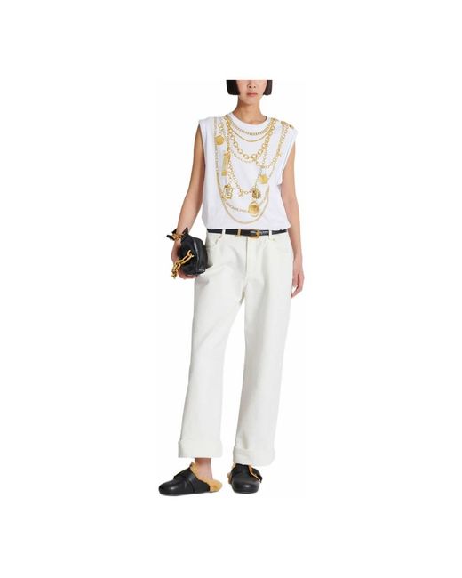Sleeveless Tops Balmain de color White