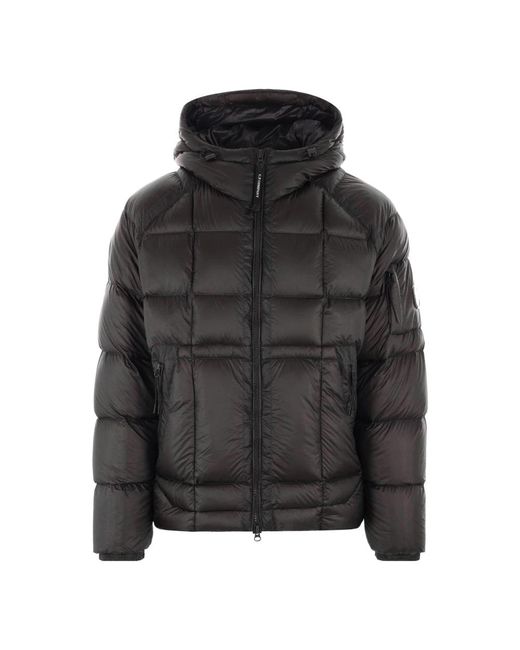 C P Company Hooded Down Jacket Met Lens in het Black voor heren