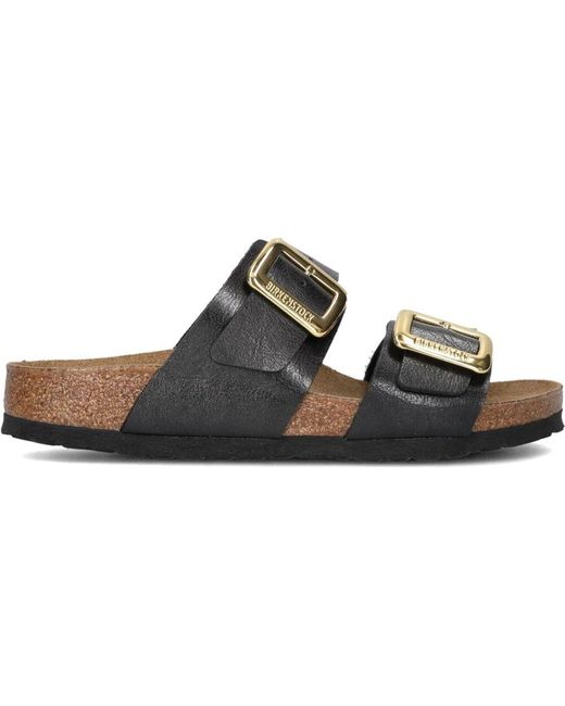 Birkenstock Black Schwarze Cushion Buckle Pantoletten