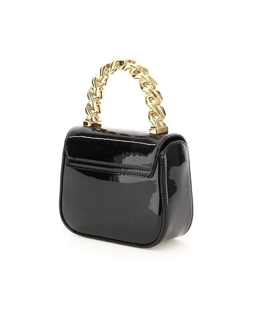 Versace Black Mini tasche aus lackleder mit medusakopf