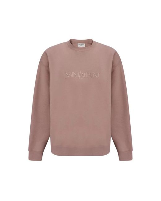 Saint Laurent Zachte Katoenen Sweatshirt Monochroom Patroon in het Brown
