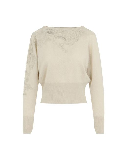 Ermanno Scervino White Round-Neck Knitwear