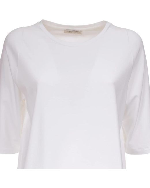 Le Tricot Perugia White Baumwoll t-shirt 3/4 arm regular fit