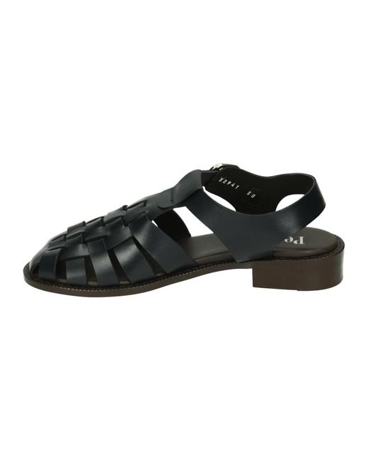 Pertini Black Flat Sandalen