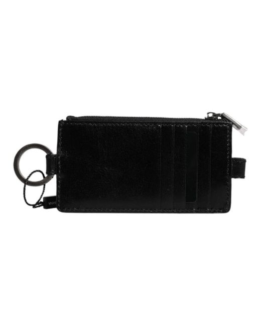 Dolce & Gabbana Black Schwarzer Pferdeleder-Logo-Kartenhalter