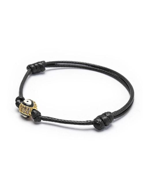 Nialaya Evil Eye String Bracelet in Black für Herren