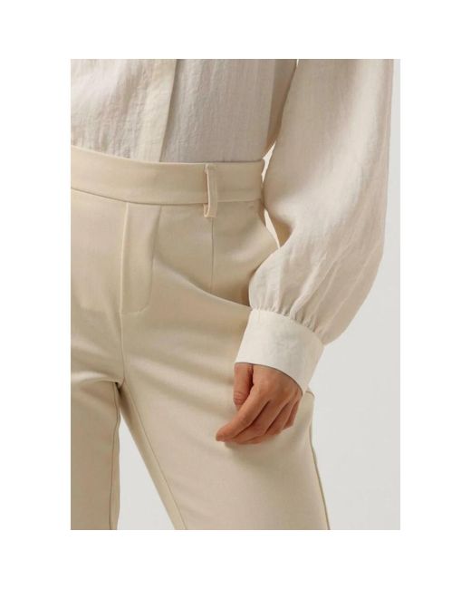 Object Broeken ,Polyester Slim Pantalon Voor Vrouwen in het Natural