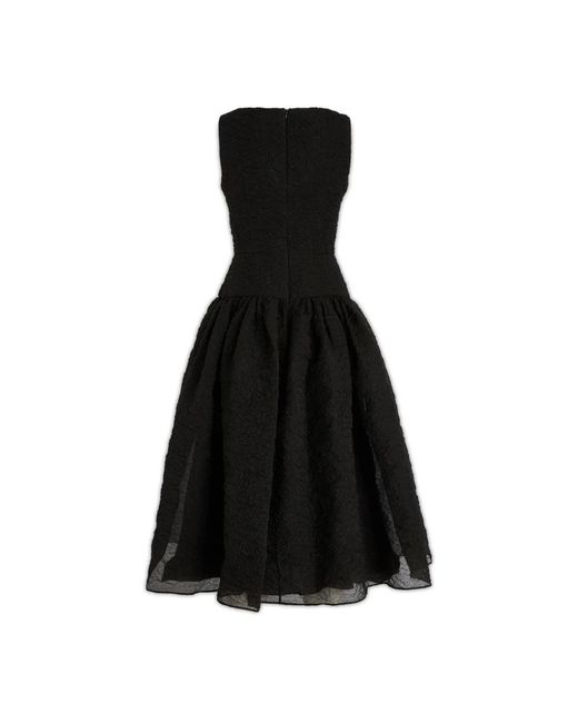 Erdem Black Organza V-Neck Sleeveless Midi Dress