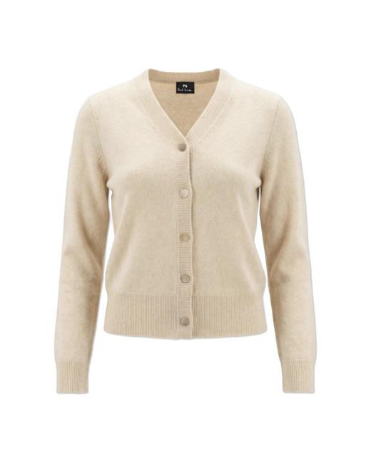 Paul Smith Truien & Vesten ,Wol Wollen Coltrui-Vest in het Natural