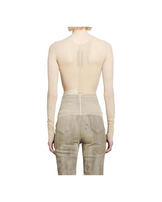 Rick Owens Natural Long Sleeve T-Shirts
