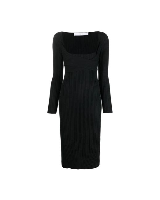 IRO Kleedjes ,Zwart ,Nylon Zwarte Zijden Midi Jurk in het Black