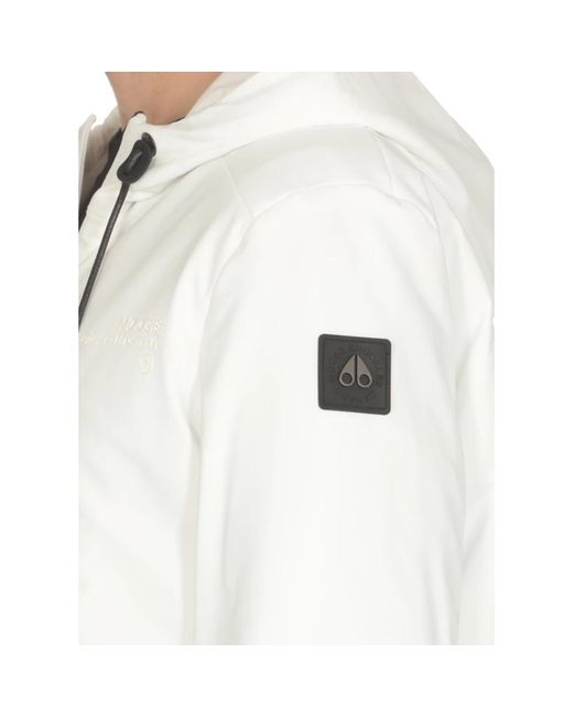 Moose Knuckles Weiße kapuzenjacke mit logo-patch in White für Herren