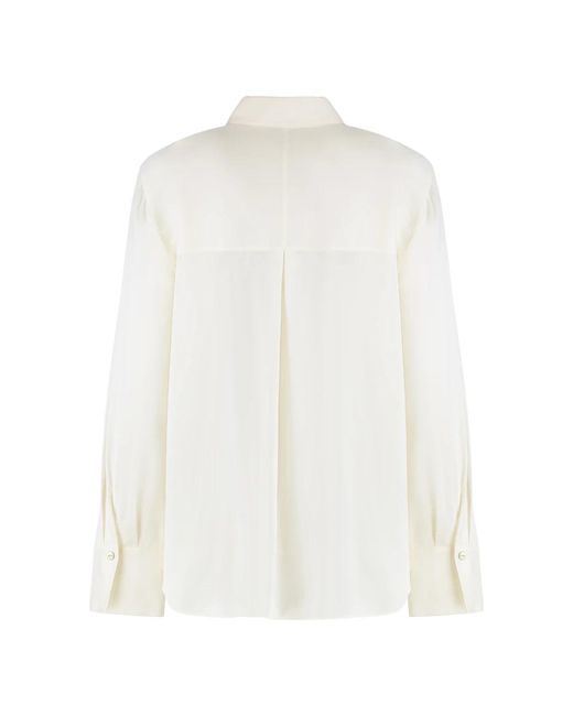Vince White Stretch-Seidenbluse Mit Knopfleiste