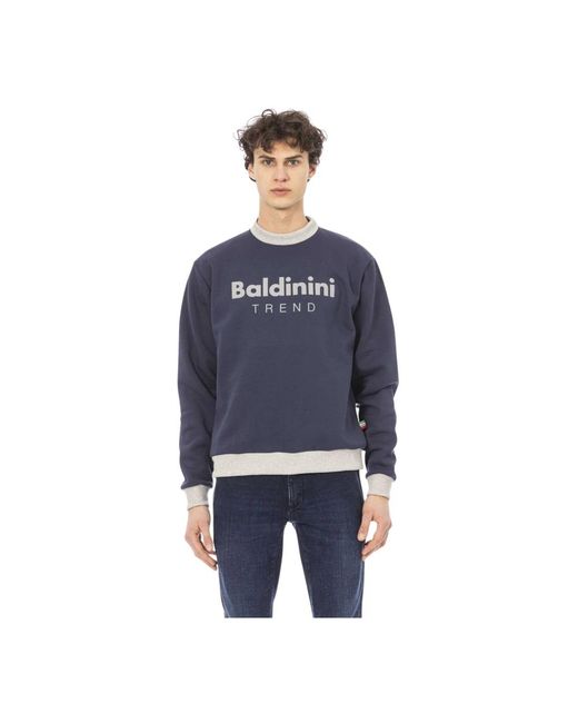 Baldinini Trendiger sweatshirt 100% baumwolle monochromes logo in Blue für Herren