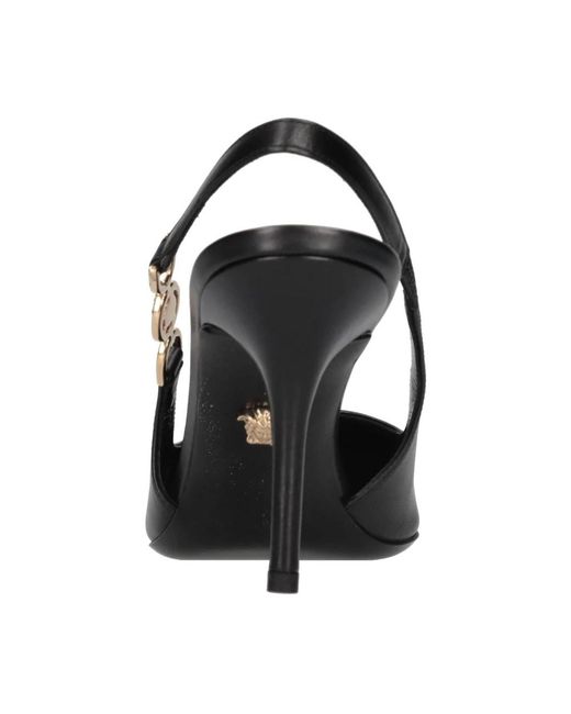 Versace Black Ledersandaletten Mit Fesselriemen