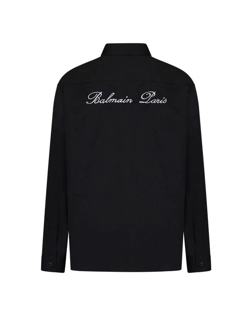 Balmain Overshirt mit Logo -Stickerei in Black für Herren