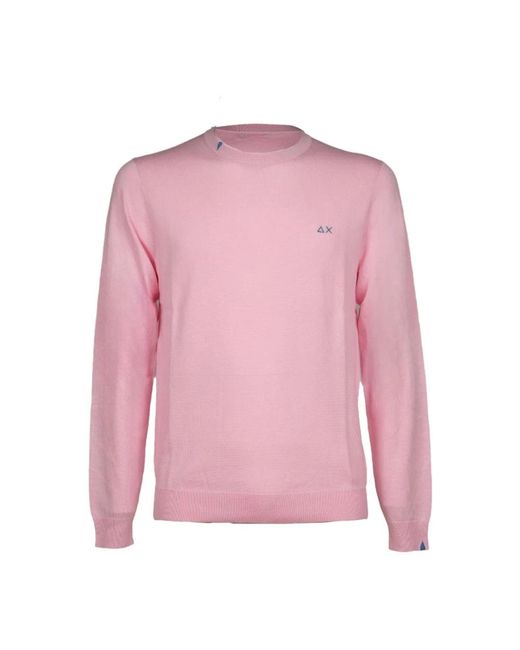 Sun 68 Pink Round-Neck Knitwear for men
