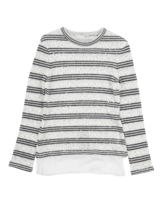 Ermanno Scervino Gray Round-Neck Knitwear