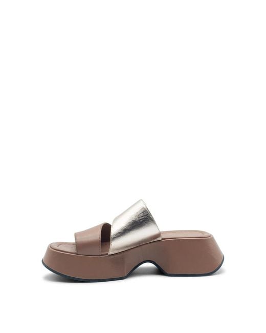 Vic Matié Brown Mini Yoko Sandale Lederarmbänder Roségold