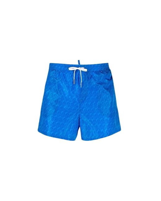 DSquared² Badmode ,Blauw ,Nylon Monogramme Zwemshorts in het Blue voor heren