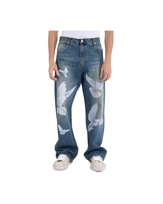 3.PARADIS Blue Straight Jeans for men