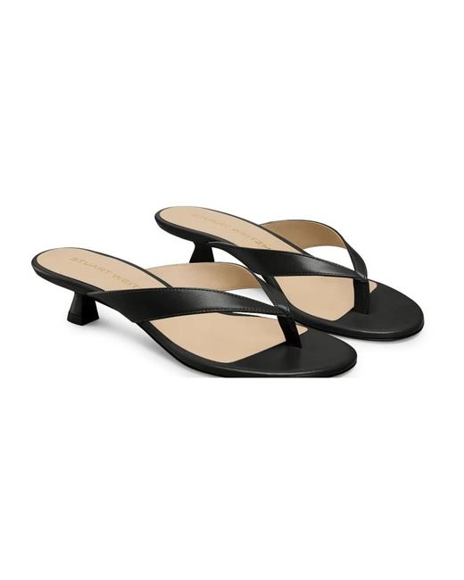 Stuart Weitzman Black Heeled Mules