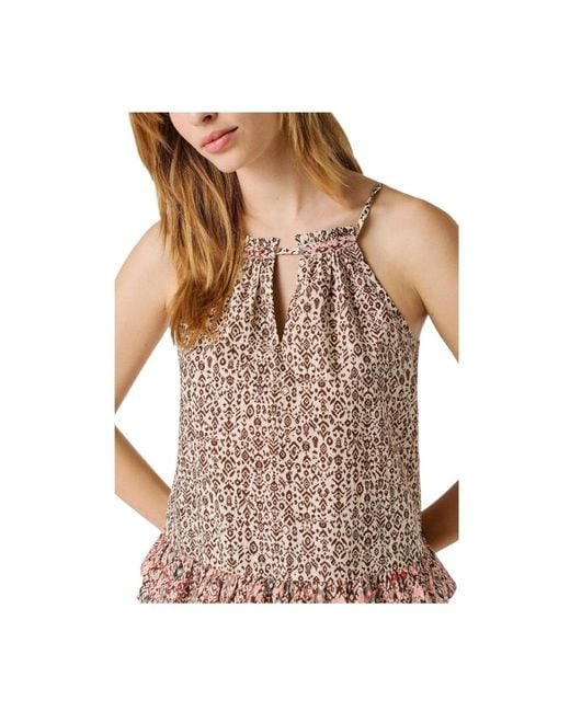 Pepe Jeans Brown Sleeveless Tops