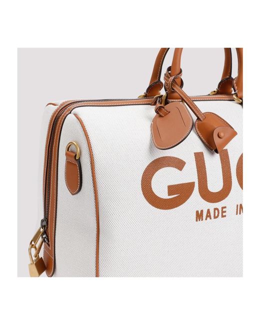 Gucci Canvas logo duffle handtasche beige in Multicolor für Herren