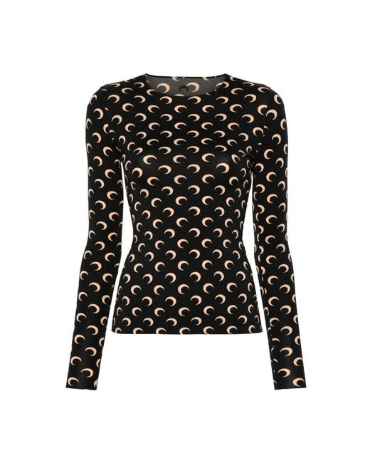 MARINE SERRE Long Sleeve Tops in het Black