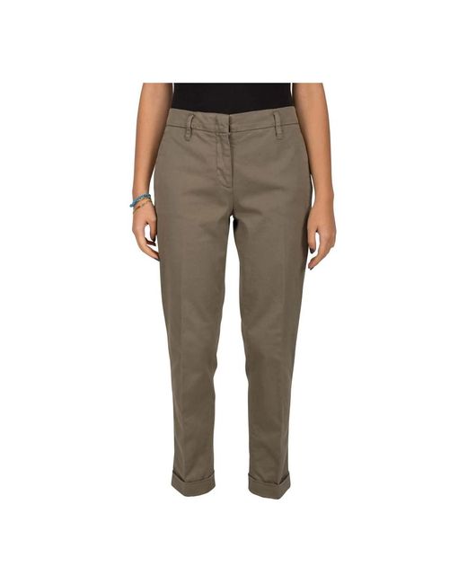 Aspesi Broeken ,Bruin ,Katoen Katoenen Twill Chino's Voor Vrouwen in het Gray