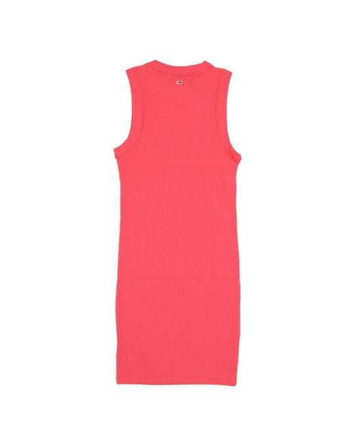 Tommy Hilfiger Kleedjes ,Roze ,Katoen Bubble Tank Jurk Amour in het Pink